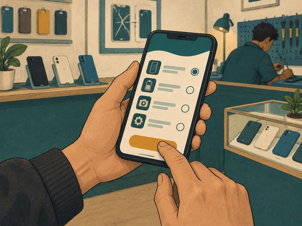 Customer choosing a service on their phone